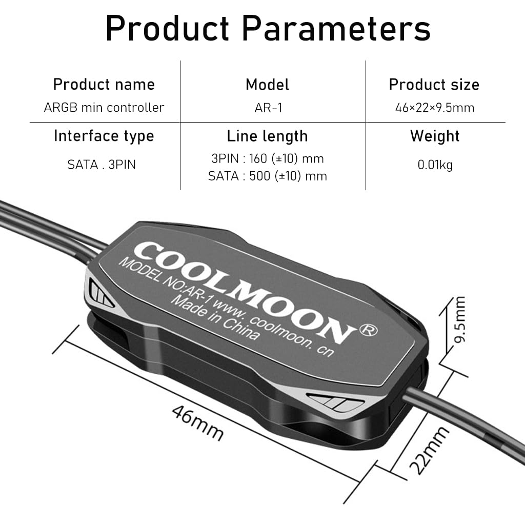 Verilux ARGB Controller for PC Lighting with 5V 3Pin and SATA Power Supply | Plug and Play