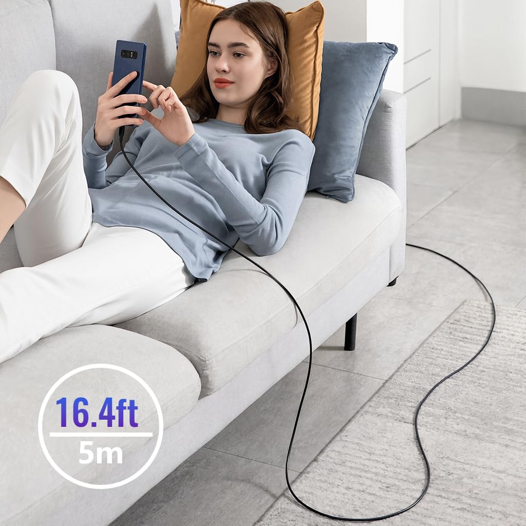 Verilux Type C to Type C Cable for Fast Charging with 5m Length and Nylon Braided Design