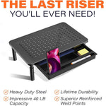 Zeitel® Monitor Stand Riser Monitor Stand Riser with Drawer, Phone Holder, Monitor Stand with Storage, Laptop Stand with Drawer for Desk Adjustable Height, for Computer, Laptop, Load Up to 40LBS/18KG