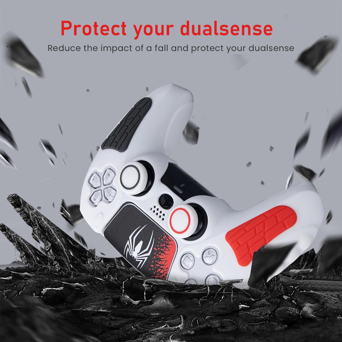 Verilux® PS5 Controller Cover Case, Anti-Slip Sweat Proof Silicone Cover Skin PS5 Controller Skin Cover for PS5 Dual Sense Controller with Thumb Grip Caps, Joystick Protectors and Cover Wrap Sticker