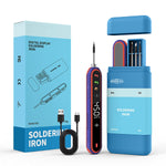 Serplex® USB Cordless Soldering Iron Kit, 1400mAh Soldering Iron Pen with 3 Interchangeable Heads, 350-450 °C Adjustable Temperature with LCD Display, Fast Heat, for Home Appliance Repair, DIY Crafts