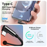 Verilux Type C Cable for Fast Charging and Data Transfer featuring 16ft Length | Right Angle Nylon Design
