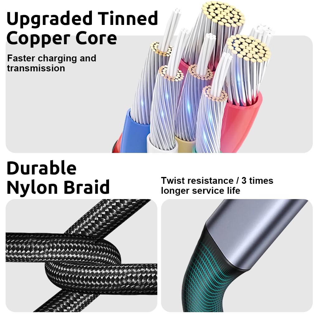 Verilux® USB C Extension Cable 3.3ft, PD 100W USB Type C Male to Female Cable Fast Charging & 10Gbps Data Transfer, 4K@60Hz HD Video Output for iPhone16/15, Galaxy S24/S23, iPad Pro, MacBook Pro 3 PCS
