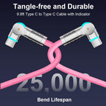 ZORBES® 240W Type C Cable Fast Charging with LED, 9.8Ft 180 Degree No Tangle PVC C Type Charger Cable with 480Mbps Data Transmission USB C for iPhone 17/17 Pro/17 Pro Max/16/15, Galaxy S25/S24, Pink