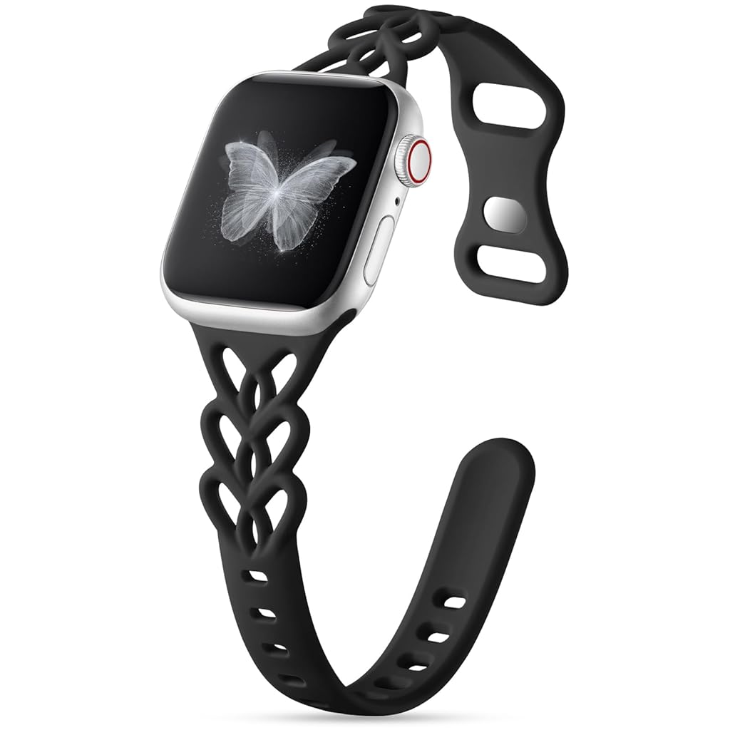 ZORBES® Compatible with iWatch Ultra S11,38-42mm,Fashion Women Sport Watch Band Waterproof Silicone Watch Band Elegant Cutout Design Casual Sporty Wand Replacement