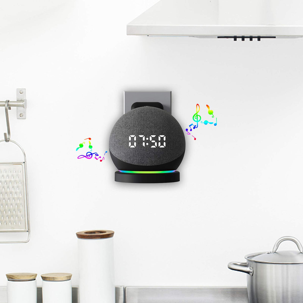 ZORBES® Wall Mount for Alexa Echo Dot 4th Generation, Space-Saving Solution Wall Holder with Cord Management for Your Smart Home Speakers, Alexa Echo Dot Accessories (Holder Only, Black)