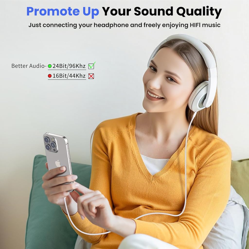 Verilux USB C to 3.5mm Audio Cable for Car and Home Use with 1.2m Length featuring 24Bit DAC Chip | Aluminum Alloy and Nylon Braided Design