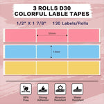 Zeitel® 3 Rolls Thermal Label Roll for D30 Thermal Label Print Paper Unique Nebula Pattern Print Label Paper 14mm x 50mm, 130 Labels per Roll, D30 Thermal Label Roll Replacement