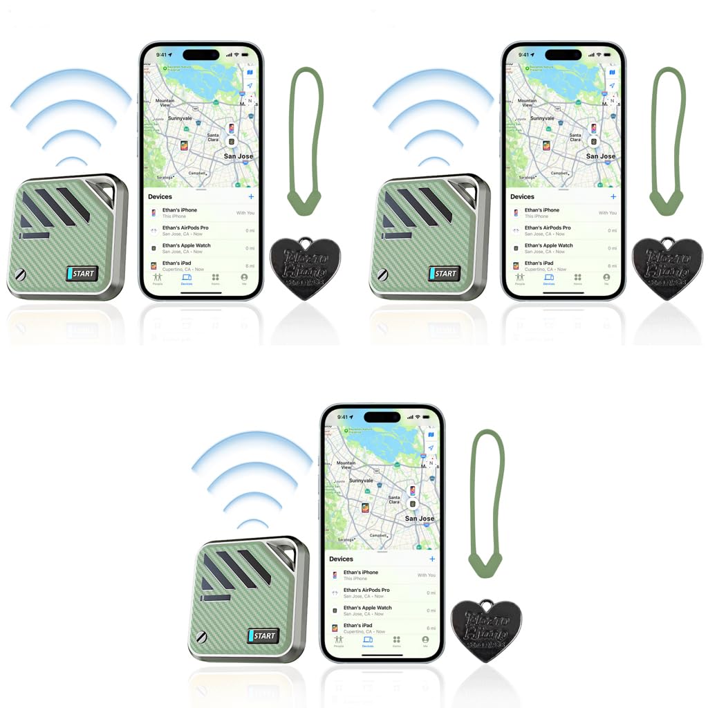 Verilux Air Bluetooth Tracker for iOS with Loop Hole Design and 3.2×3.2×0.94 cm Size | 3 PCS Green