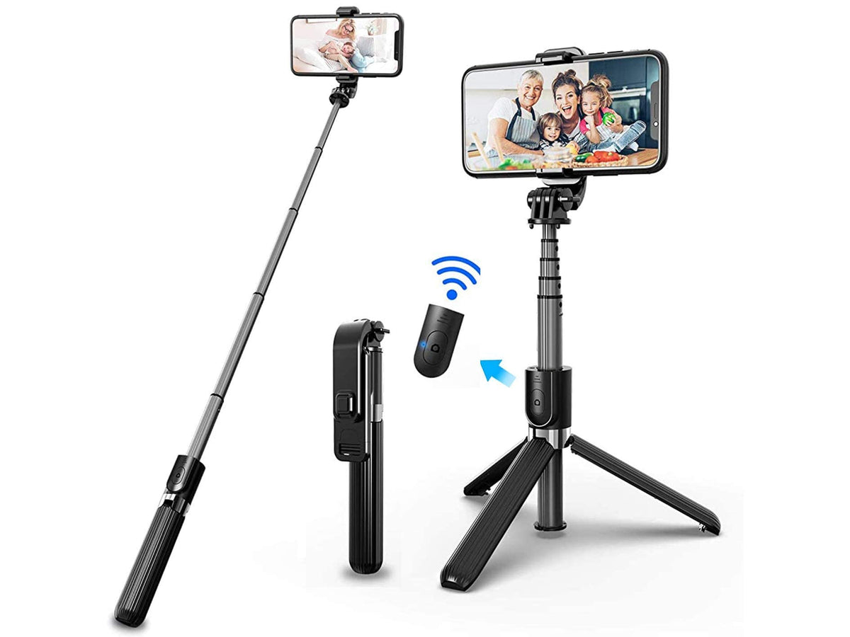 Verilux Bluetooth Extendable Selfie Stick with Wireless Remote& Tripod & Detachable Pan-Tilt for Samsung/Oppo/iPhone/Vivo/OnePlus/CameraAll Smart Phones-82cm Long Rotatable