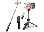 Verilux Bluetooth Extendable Selfie Stick with Wireless Remote& Tripod & Detachable Pan-Tilt for Samsung/Oppo/iPhone/Vivo/OnePlus/CameraAll Smart Phones-82cm Long Rotatable