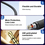 Verilux Aux Cable for Car and Speakers featuring 4‑Pole TRRS Jacks 9.8 ft Nylon Braided | Gold‑Plated Connectors