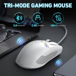 Verilux Wireless Gaming Mouse for Esports with 12000 DPI Sensor and Swappable Shells | White