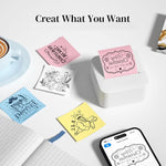 Zeitel® Mini Bluetooth Thermal Printer Combo for Android & iOS, Portable, Inkfree, 13 Print Papers, 3 Adhesive Sticker Rolls, Journaling, Scrapbooking, DIY, Planners, Crafts, Blue