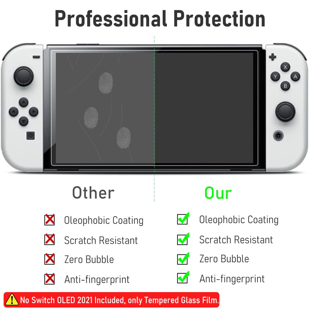 ZORBES® Tempered Glass Film for Switch OLED 2021, Anti-Scratch HD Tempered Glass Film Screen Protection HD Anti-Glare Protection Film for Switch OLED 2021, 3pcs, No Switch OLED 2021 Included