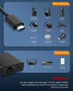 Verilux Ethernet Adapter for Fire TV Stick with Micro USB to RJ45 and 10/100 Mbps | Plug and Play Setup