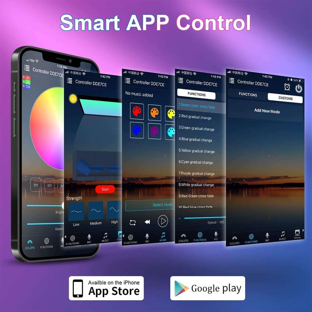 Verilux® 10M Smart WiFi LED Strip Lights, Remote APP Control Lighting Strips, Music Sync Color Changing, Plug and Play for Bedroom, Kitchen, TV, Party, Compatible with Google Assistant, IFTTT