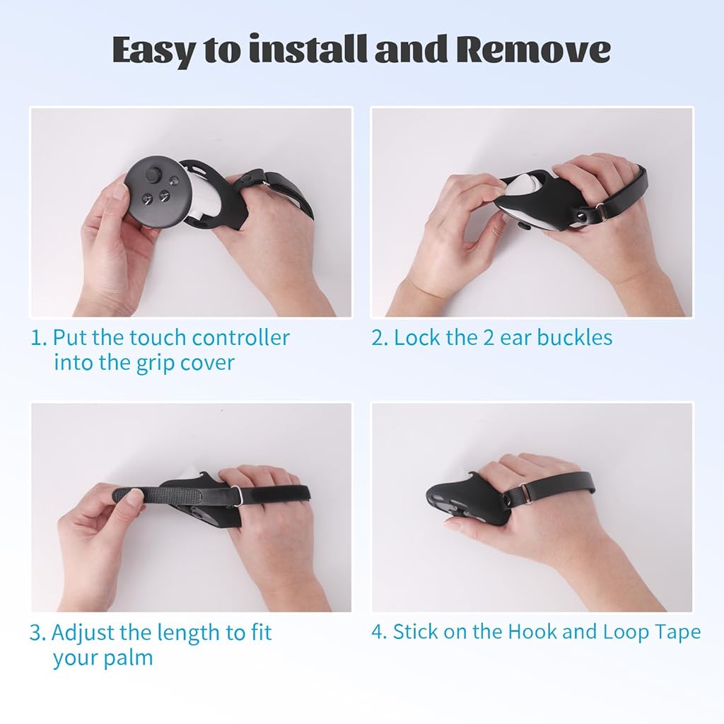 ZORBES® Controller Grips Cover for Meta/Oculus Quest 3/Quest 3S Accessories, Silicone Grips Cover with Controller Hand Straps Compatible with VR Touch Controller Cover