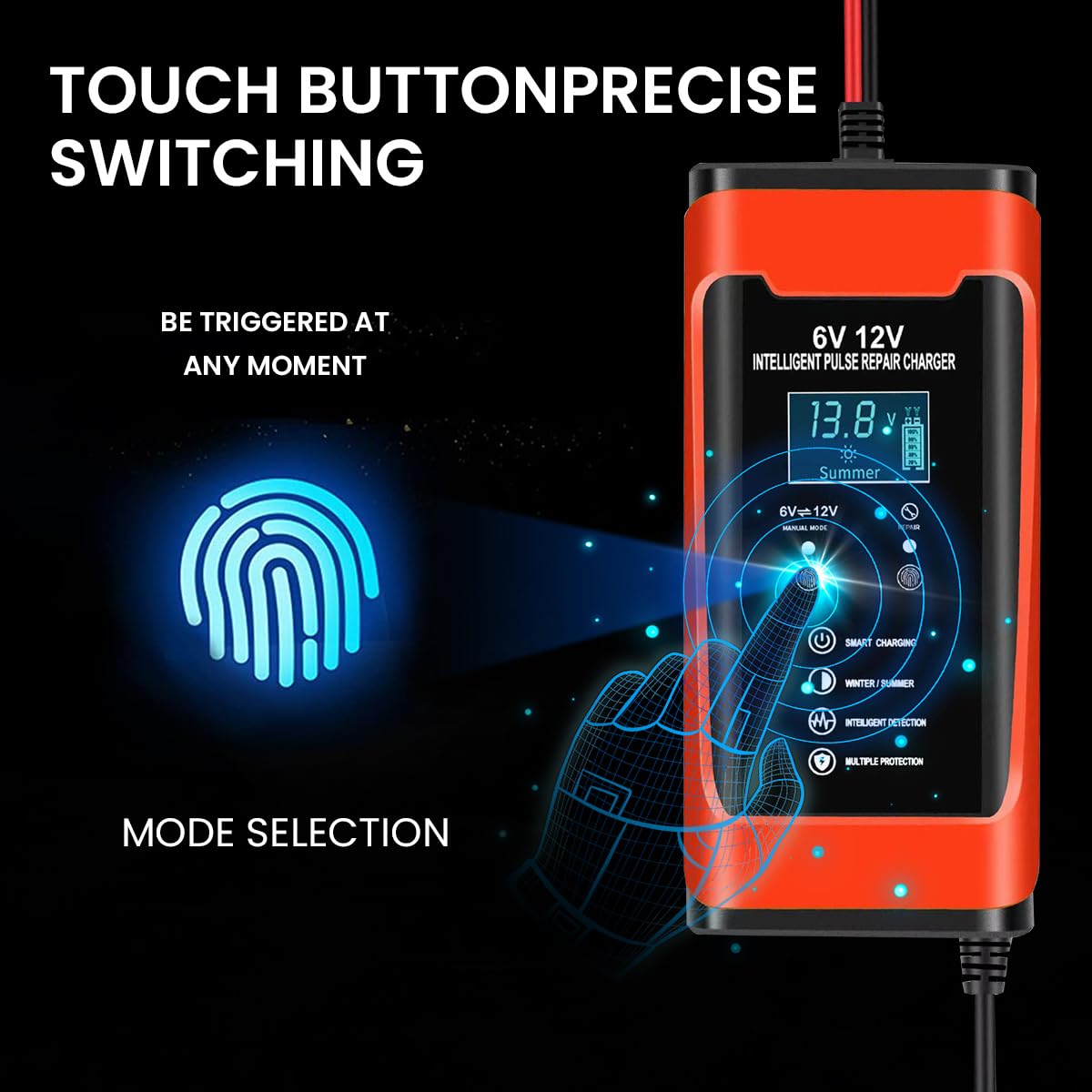 Verilux Car Battery Charger for 6V 12V Vehicles with LCD Display and Pulse Repair | 6A Max