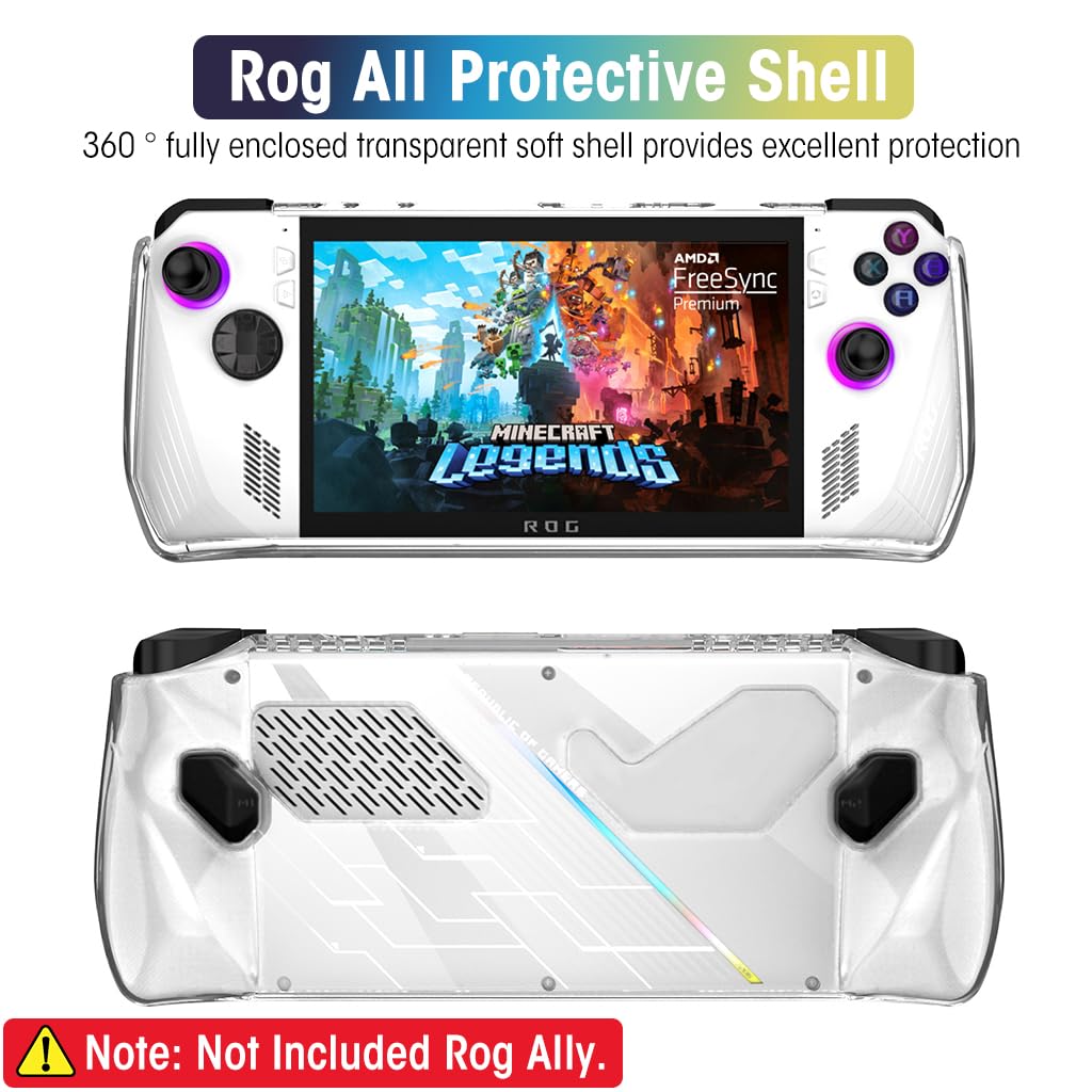 ZORBES® Case for Rog Ally TPU Case Anti-Scratch Cover for Rog Ally Non-Slip Anti-Scratches Protective Cover for Rog Ally Protective Case Protector Game Console Skin Cover (No Rog Ally) Transparent