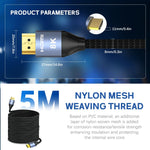 Verilux® 8K HDMI Cable Ultra HD HDMI 2.1 Cable Support 8K60hz 4K120hz HDMI to HDMI Cable 16.4ft/5m Nylon Braided HDMI Cable Universal HDMI Cable for TV, Monitor, PS3/PS4, Projector