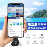 Verilux Pendrive 64 GB for iPhone and Android with 4 in 1 Type C Ports | Black Metal Design