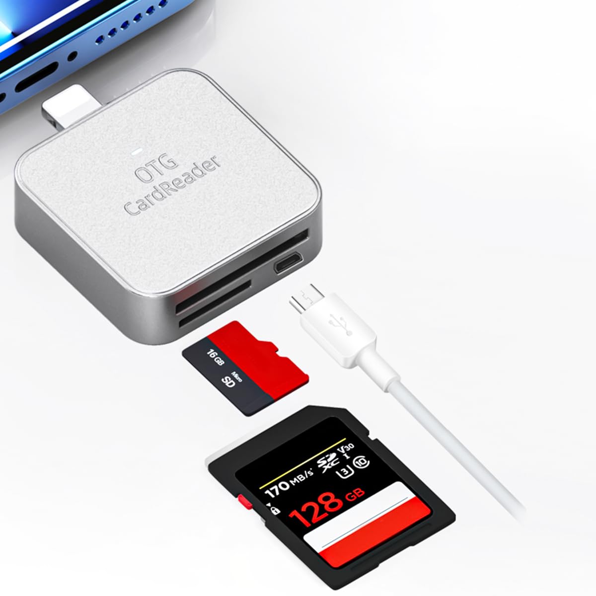 Verilux Card Reader for iPhone with Micro USB Port and SD TF Support | No App Required