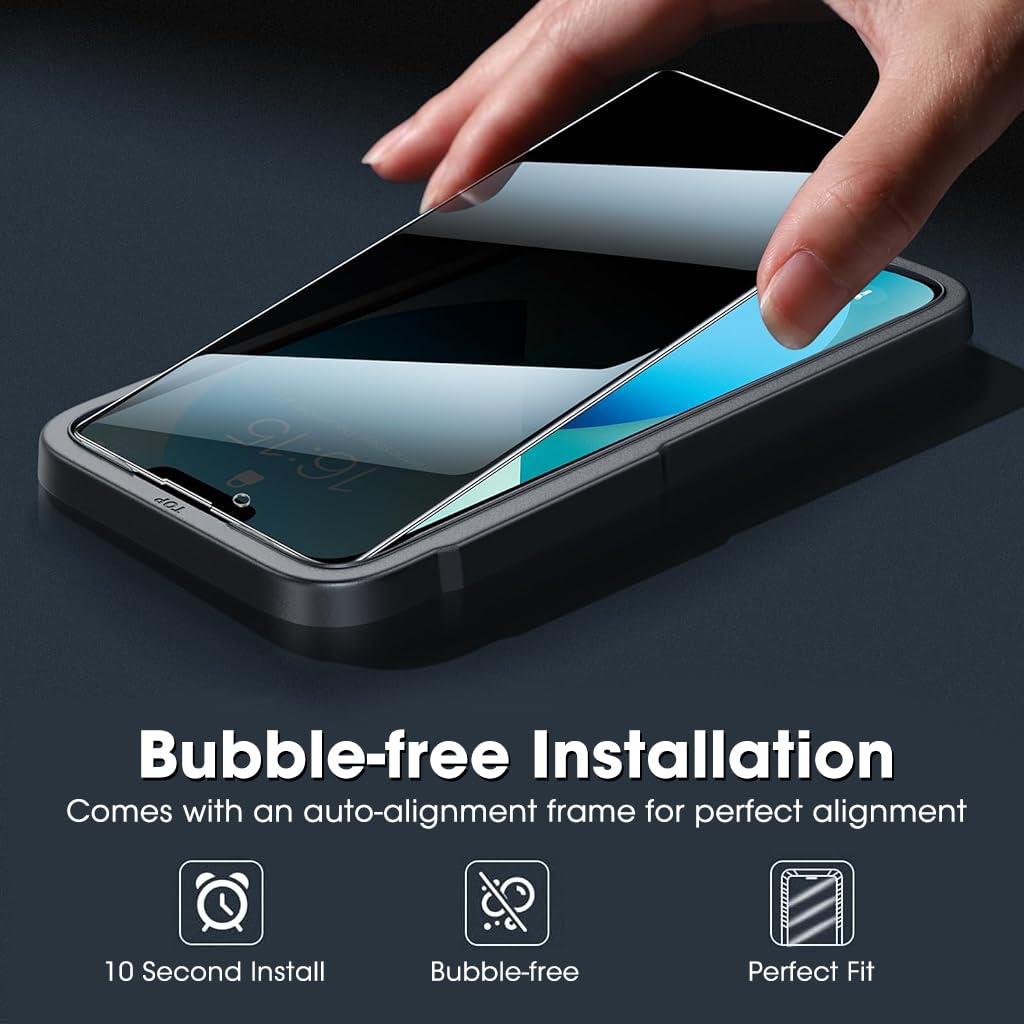 ZORBES® 2 Packs Edge to Edge Privacy Screen Protector for iPhone 14 Pro 6.1'' HD Tempered Glass Screen Protector Anti-glare Screen Protector for iPhone 14 Pro