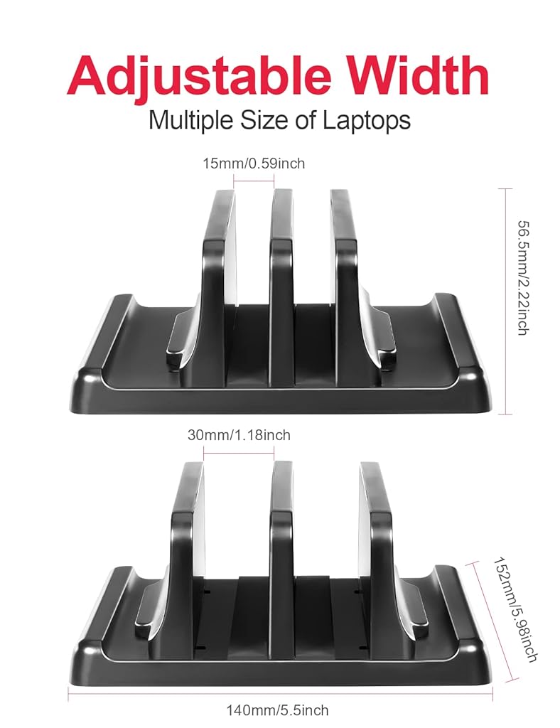 ZORBES® Laptop Stand for 17.3in Vertical MacBook Pro Desktop Organizer Dual Slot Chromebook Surface Dell Pad 2PCS