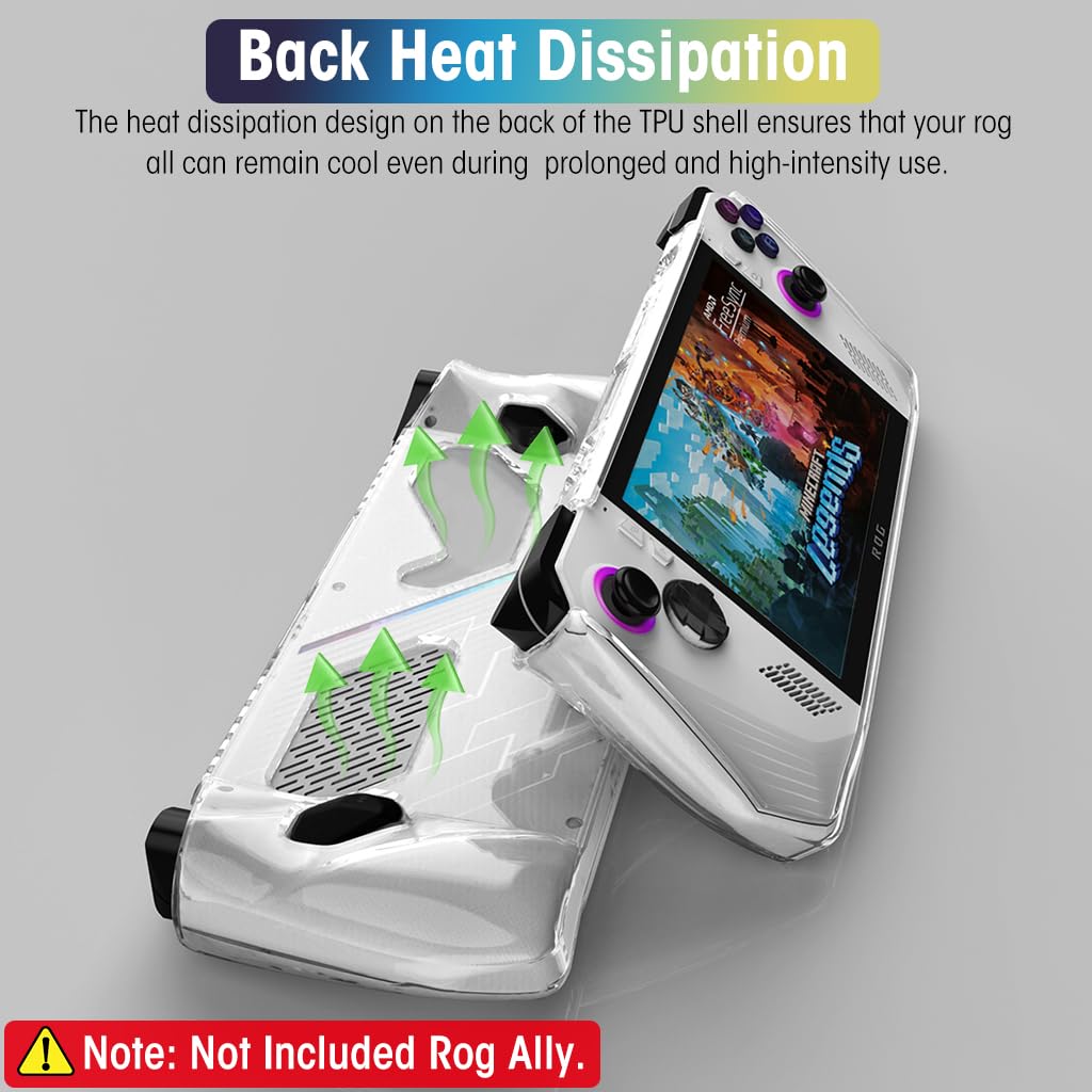 ZORBES® Case for Rog Ally TPU Case Anti-Scratch Cover for Rog Ally Non-Slip Anti-Scratches Protective Cover for Rog Ally Protective Case Protector Game Console Skin Cover (No Rog Ally) Transparent