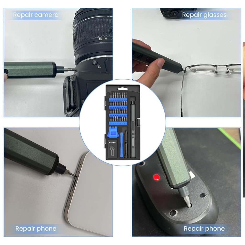 ZORBES® Mini Electric Screwdriver Precision Mini Electric Screwdriver with 40 Bits & Tools Cordless Screwdriver with LED,