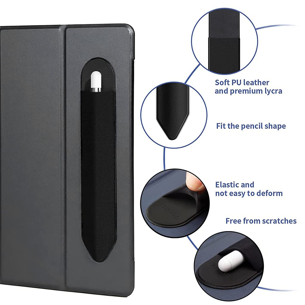 Verilux Pencil Holder Cover for Apple Pencil 1st and 2nd Generation with 2mm Thin Adhesive PU Leather and Lycra Sleeve | Secure Scratch Protection