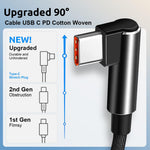 Verilux Type C Cable for Fast Charging and Data Transfer featuring 16ft Length | Right Angle Nylon Design