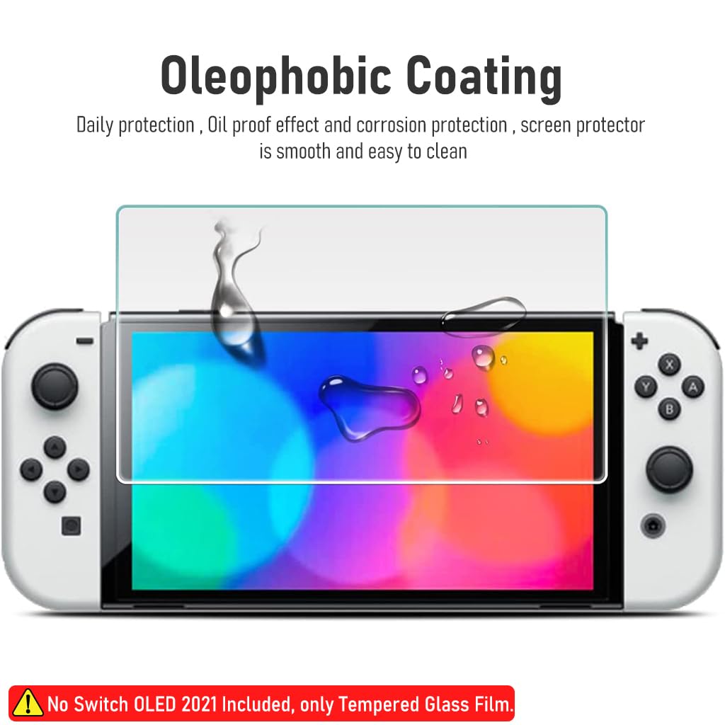 ZORBES® Tempered Glass Film for Switch OLED 2021, Anti-Scratch HD Tempered Glass Film Screen Protection HD Anti-Glare Protection Film for Switch OLED 2021, 3pcs, No Switch OLED 2021 Included