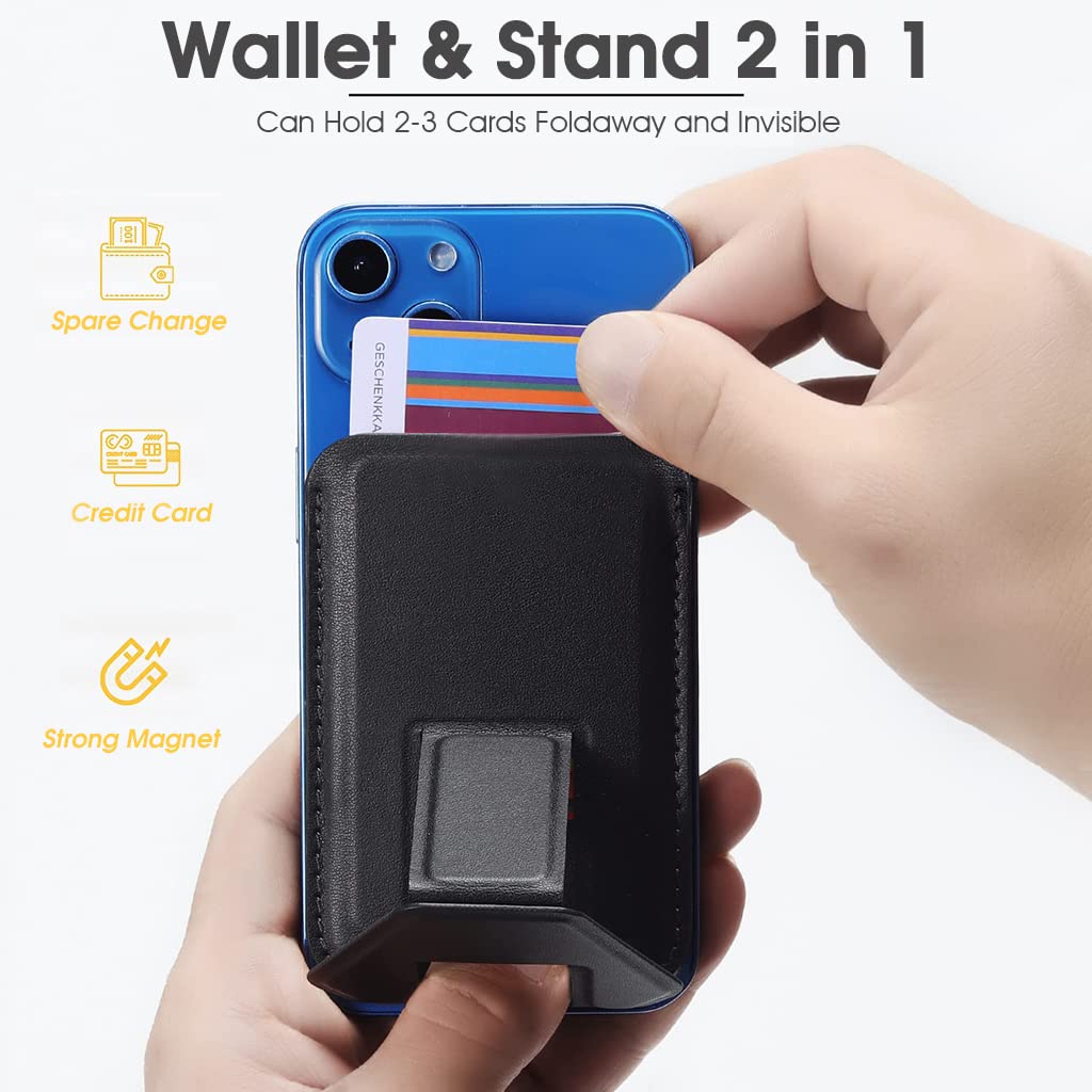 ZORBES® Magsafe Wallet, 2-in-1 Magsafe Stand & Mag Safe Card Holderfor iPhone Apple, Leather Magsafe Magnetic Wallet for iPhone 14, iPhone 13, iPhone 12 Sereies Phone Or Mag-Safe Cases (Hold 3 Cards)