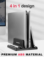 ZORBES® Laptop Holder for Desk with Silicone to Protect Notebook Vertical Laptop Stand Holder with Sizes Adjustable Dual Slots Laptop Dock for iPad MacBook Stand 13 Inch Phone Stand Organizer Rack