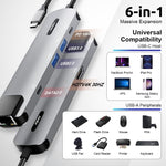 Verilux® USB C Hub with Ethernet 6 in 1 USB Type C Hub with 4K HDMI Converter, PD 100W Charging Port, Multi USB Port for Laptop with USB Hub 3.0 and 2.0 for MacBook Air M1 Pro, iPhone 15 Max Pro Plus
