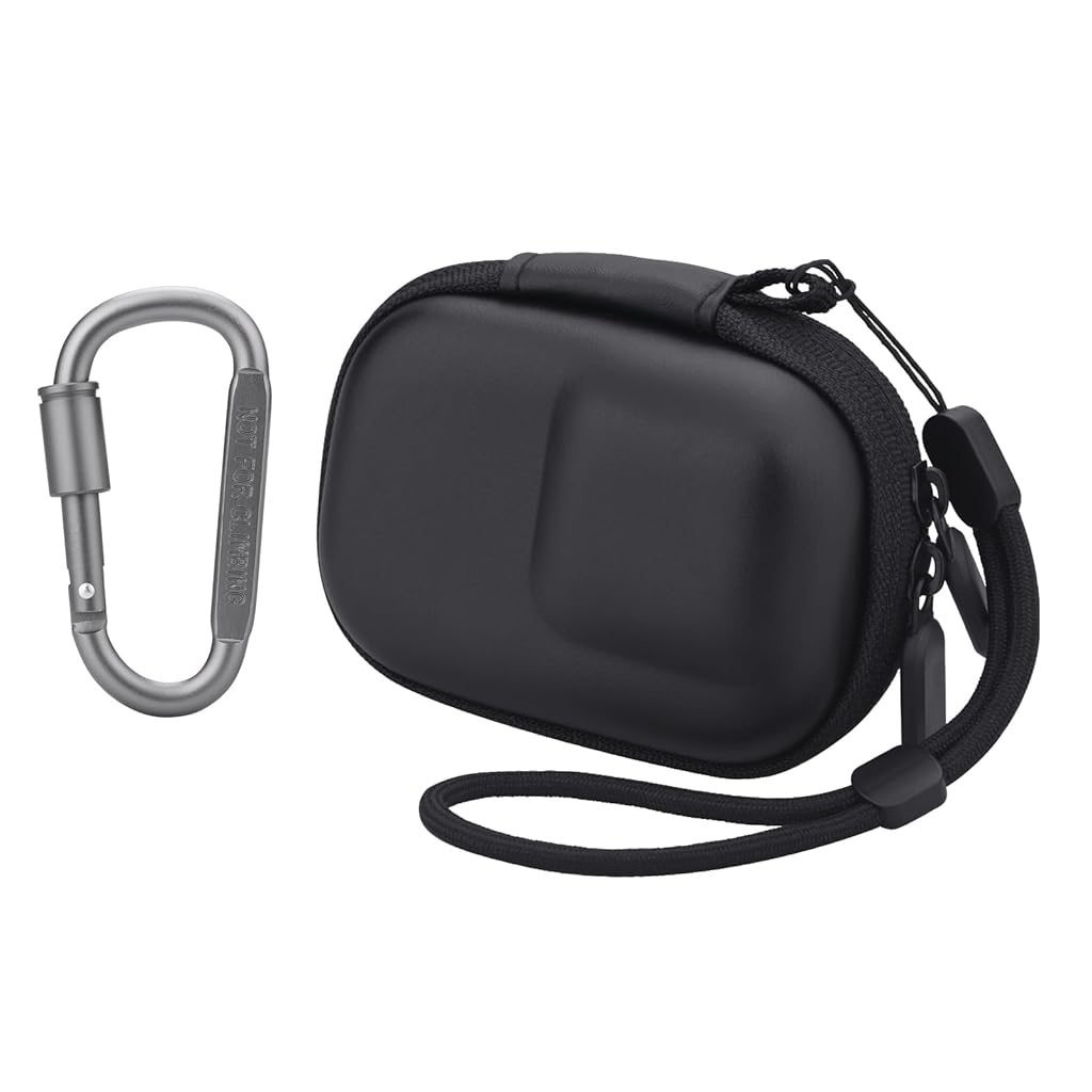 ZORBES® Carrying Case for OSMO Action 5 Pro/4/3 Waterproof PU Hard Shell Storage Bag Plush Lining Design Action Camera Travel Case with Handstrap & Carabiner, 9.8 * 7.6 * 4.5cm