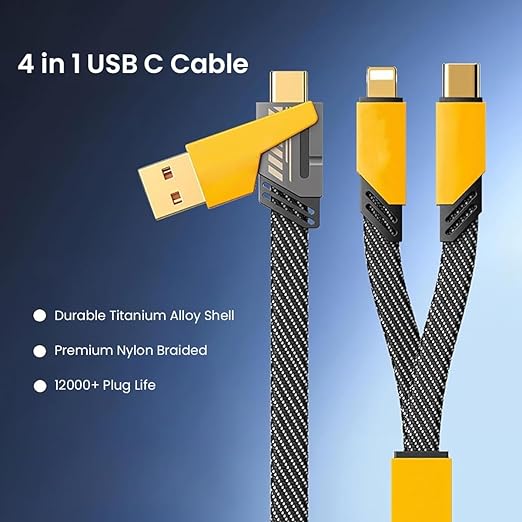 Verilux® 4 IN 1 Type C Cable 4Ft, PD 65W C Type Cable Fast Charging, 27W USB C to Light-ning Cable, 480Mbps Data Transfe for i-Phone 16/16 Plus/16 Pro/16 Pro Max/15, Galaxy S24/S23, MacBook, iPad