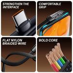 Verilux® PD 100W Type C Cable Fast Charging 6.6Ft,Right Angle C Type Charger Cable with No Tangle Flat Nylon Braid,Support 480Mbps Data Transfer for iPhone 17/17 Pro/17 Pro Max 16/15 Galaxy S25/S24