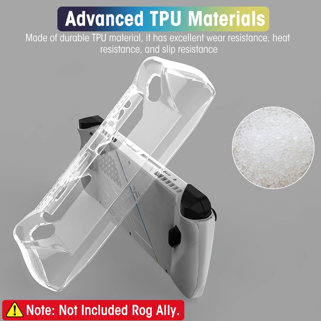 ZORBES® Case for Rog Ally TPU Case Anti-Scratch Cover for Rog Ally Non-Slip Anti-Scratches Protective Cover for Rog Ally Protective Case Protector Game Console Skin Cover (No Rog Ally) Transparent