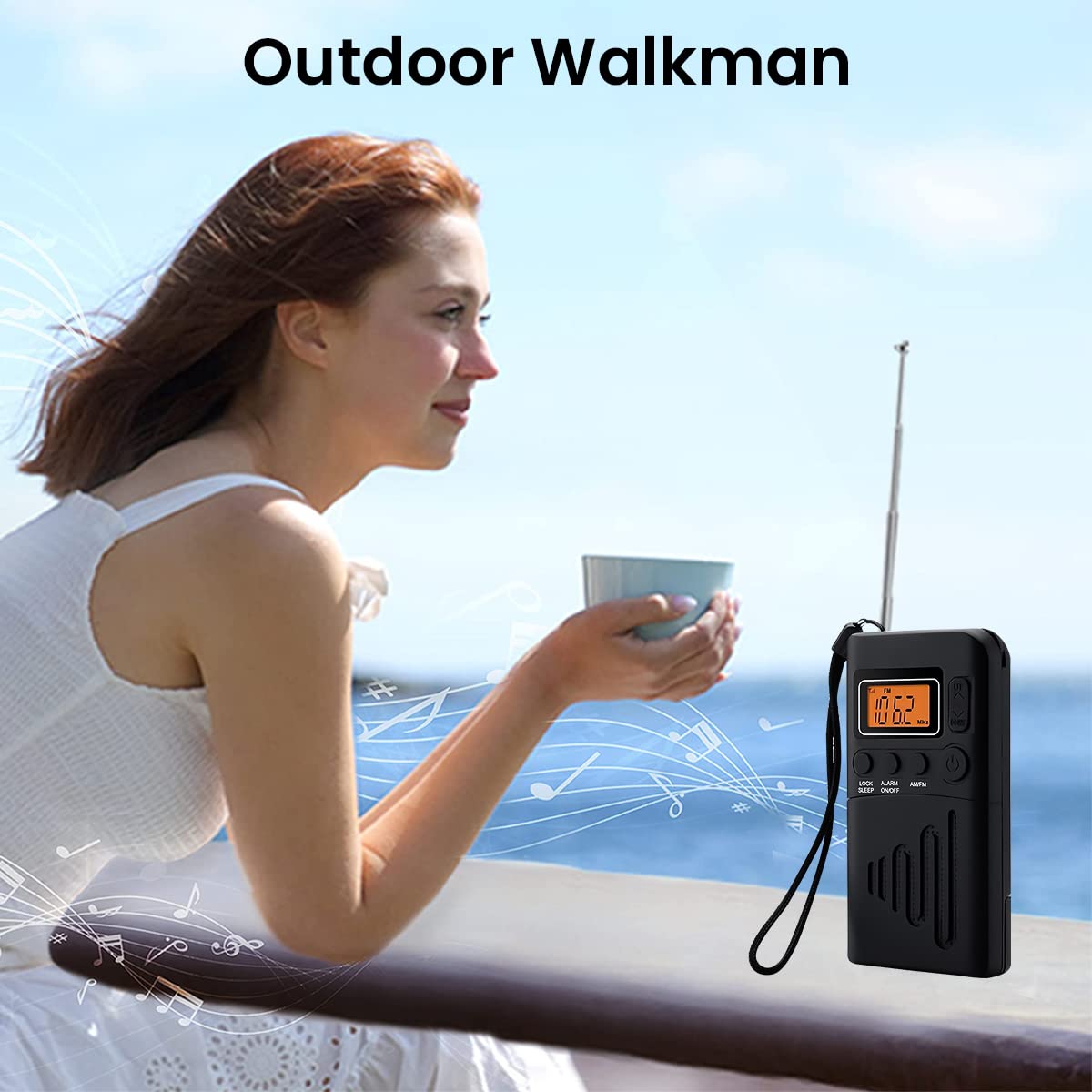 ZORBES® Portable Radio Personal Radio, Travel Transistor Radio LCD Walkman Radio Music Player Battery Operated Mini AM FM Radio with Handstrap, Not Included Battery