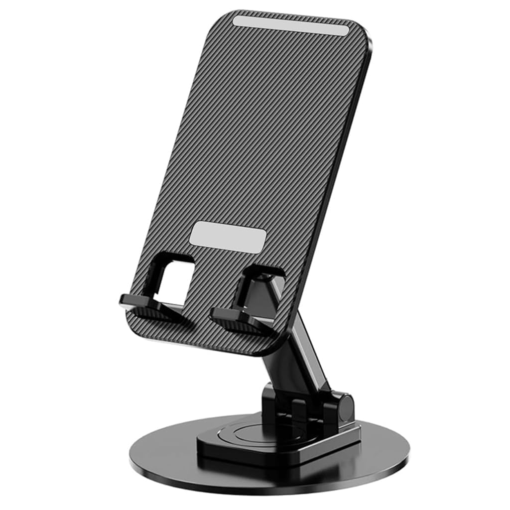 Verilux Aluminum Mobile Stand for Table with 360° Rotatable Design and 4.45 in Adjustment | Foldable Holder for iPhone and Samsung