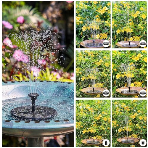 Verilux® Solar Fountain Pump Outdoor Water with 6 Nozzles Max 3.3ft Column for Garden Bird Bath Pond Pool 2PCS