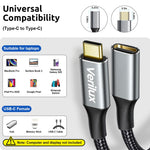 Verilux USB C Extension Cable 0.5m for Fast Charging and 10Gbps Data | 4K HD Output