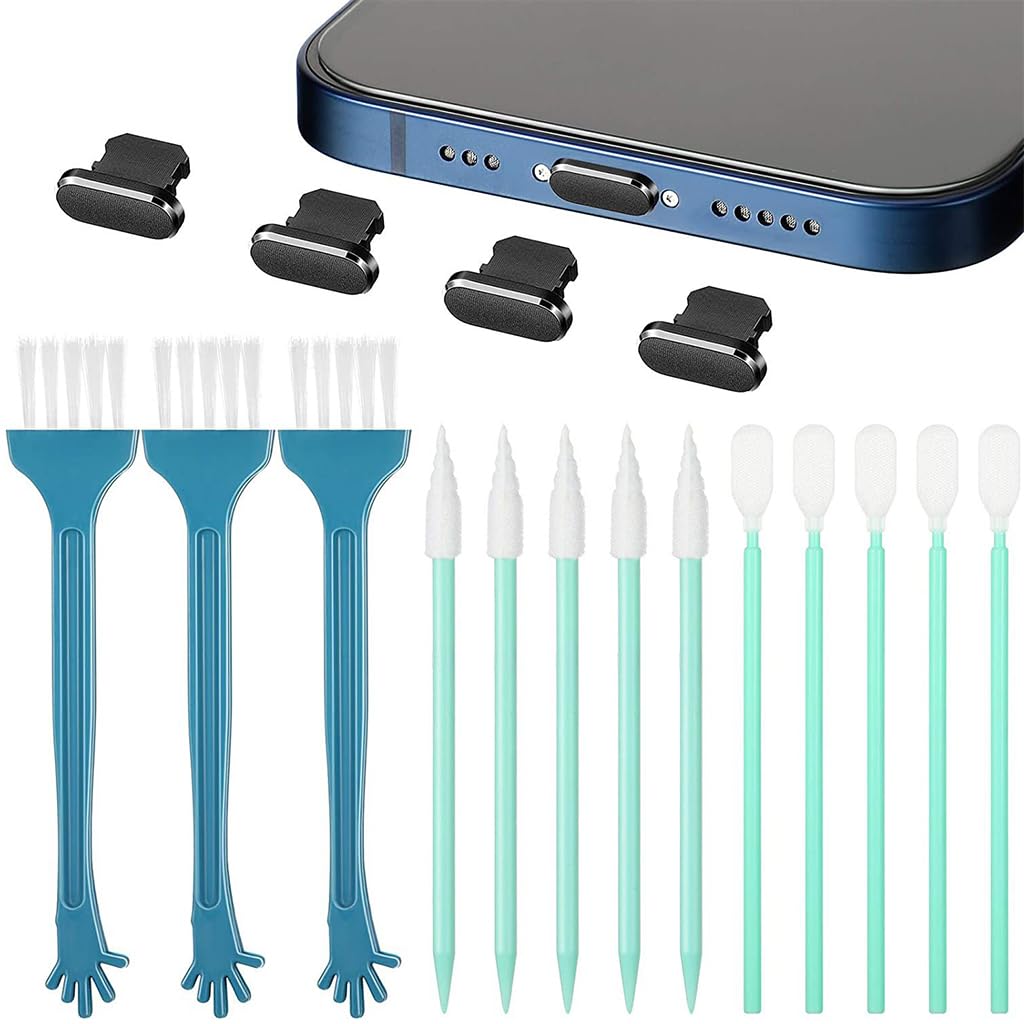 ZORBES® Anti Dust Plug for iPhone Smartphone Port Cleaning Brush Kit Cleaning Micro Swabs Cleaning Brush Tool Kit for Phone Speaker, Charging Plug Metal Anti Dust Plug for iPhone 14/13/12/11