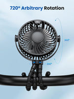 Verilux USB Stroller Fan with 5000mAh Battery and Flexible 3 Claws for Crib or Desk | Quiet Cordless Cooling