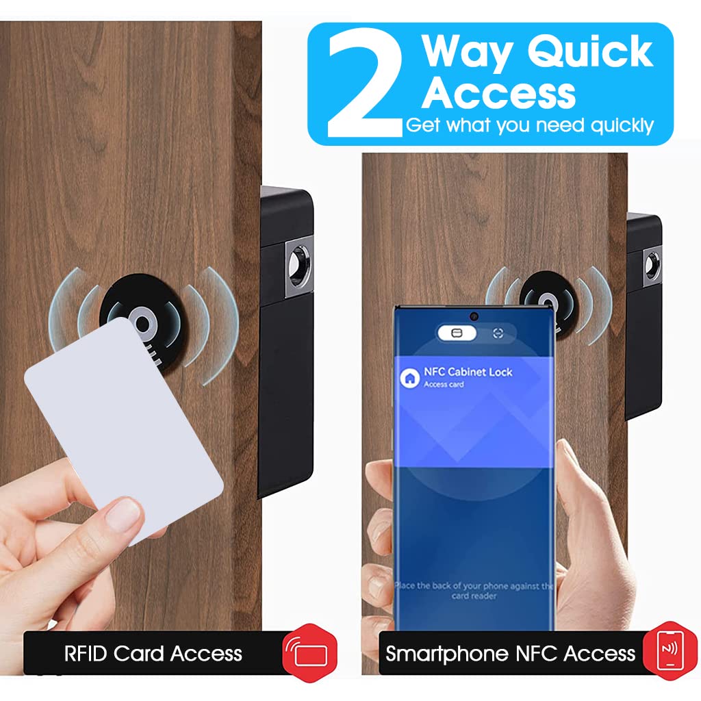 ZORBES® Anti-Theft Cupboard Lock Smart APP & NFC RFID Lock for Cabinet Lock for Drawer Steel Solid Lock Core Invisible Lock Cabinet Card Sensor with 5CM Sensing Distance Lock Smart Lock for Drawer