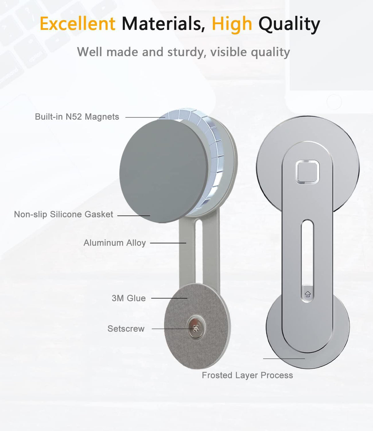 Verilux Magnetic Phone Holder for Laptop with Folding Aluminum Bracket | Dual Screen Mount