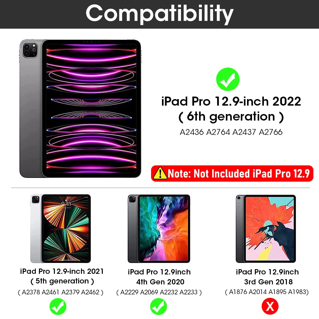 ZORBES® 2pcs Tempered Glass Screen Protector for iPad Pro Anti-scratch Screen Film with 2pcs Camera Protection Cover Compatible with iPad Pro 12.9 Inch 6th/5th/4th Generation 2020-2022